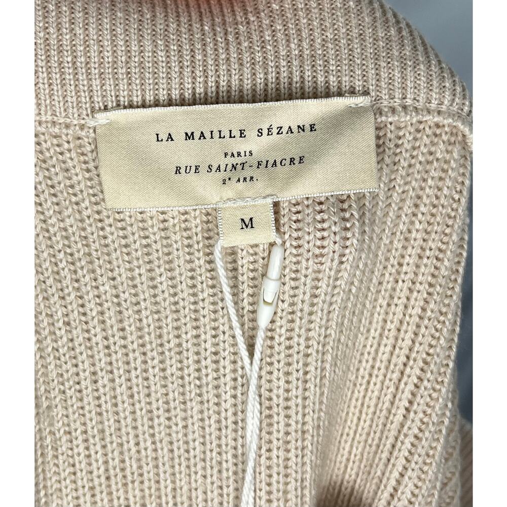 SEZANE M Medium Naelle Skirt Ribbed Beige Natural Midi Length Merino Cotton NWT - Picture 4 of 10